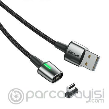 Baseus Zinc Magnetic Usb Kablo Şarj İPhone 11-7-8-XS-XR Başlık 2.4A 1Metre