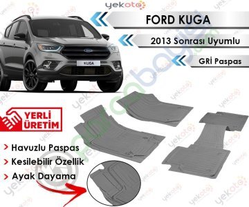 Ford Kuga 2013 Sonrası Uyumlu Havuzlu Kesilebilir Gri Paspas