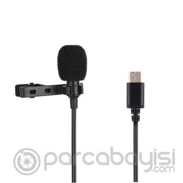 PULUZ Type-C Profesyonel Telefon Youtuber Yaka Mikrofonu 1.5m