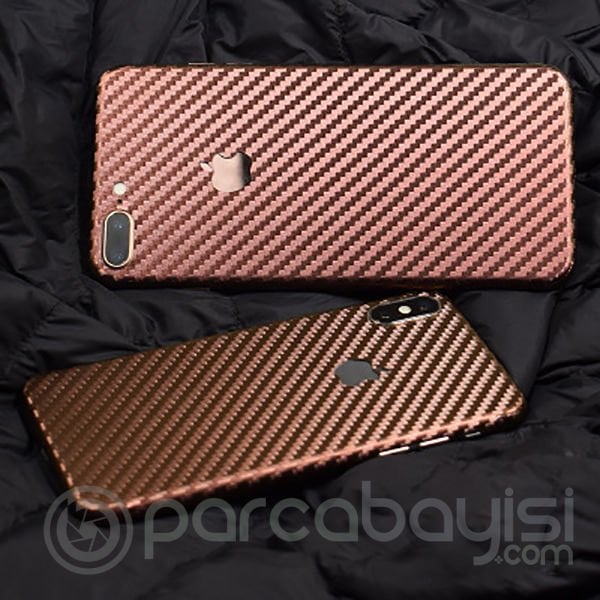İphone 8 Plus Parlak Karbon Fiber Telefon Kaplaması Arka Sticker