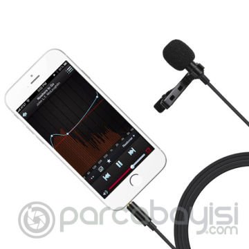PULUZ 3.5MM Jack Profesyonel  Youtuber Yaka Mikrofonu 1.5m