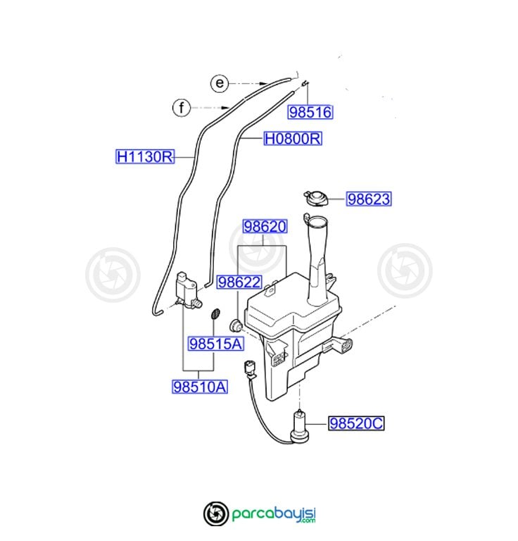 Cam Yıkama Silecek Su Deposu Motorlu Orjinal | 986101H500