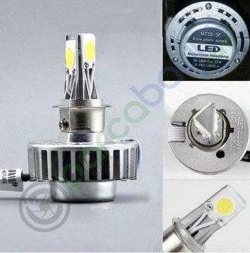 H4 Motosiklet Xenon Far Kısa Uzun Hüzmeli 1800Lm Zenon Far 6000K Beyaz