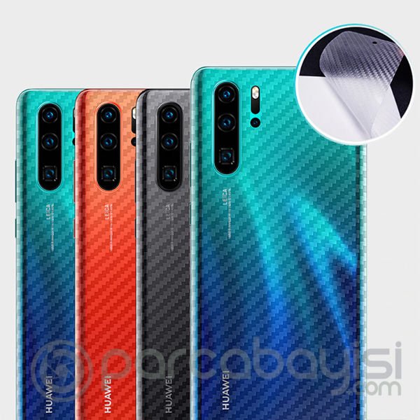 Huawei P30 Pro Şeffaf Karbon Fiber Kaplama Sticker