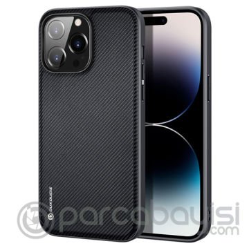 Dux Ducis Fino Serisi iPhone 14 Pro Max 6.7 inç Kılıf Premium Dokuma Silikon Kılıf