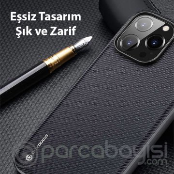 Dux Ducis Fino Serisi iPhone 14 Pro Max 6.7 inç Kılıf Premium Dokuma Silikon Kılıf