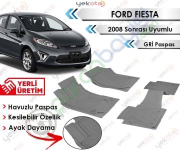Ford Fiesta 2008 Sonrası Uyumlu Havuzlu Kesilebilir Gri Paspas