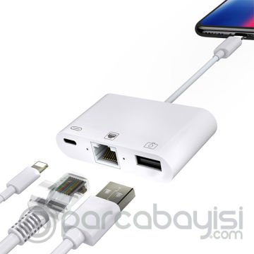 İPhone-İPad 3İN1 Ethernet RJ45 Ve Usb Kamera Adaptörü NK107