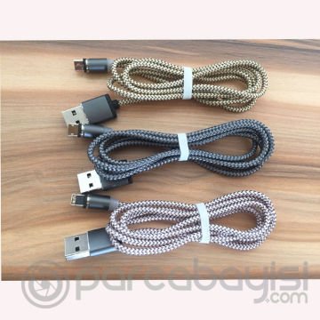 İphone Type-C, Android 3  Yuvarlak Başlık Manyetik Şarj Usb Kablosu