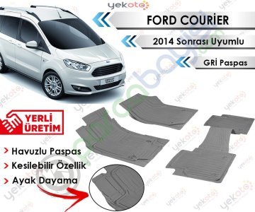 Ford Courier 2014 Sonrası Uyumlu Havuzlu Kesilebilir Gri Paspas