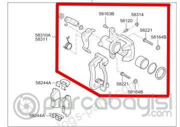 Kia Ceed - Hyundai İ30 Arka Fren Kaliper Kiti Sol Orjinal | 58310A6A20