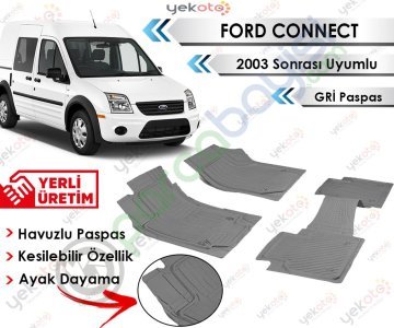 Ford Connect 2003 Sonrası Uyumlu Havuzlu Kesilebilir Gri Paspas