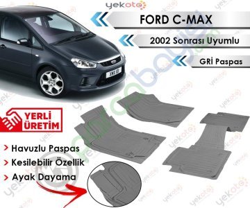 Ford C-Max 2002 Sonrası Uyumlu Havuzlu Kesilebilir Gri Paspas