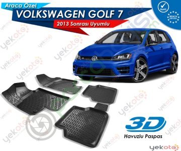 Volkswagen Golf 7 2013 Sonrası Uyumlu Araca Özel 3D Havuzlu Paspas