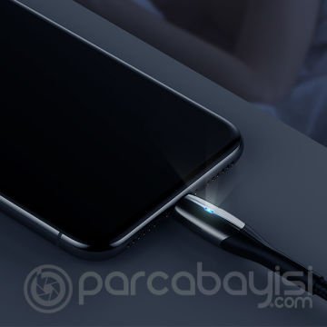 Baseus Horizontal USB Type-C 3A Sinyal Işıklı Hızlı Şarj ve Data Kablosu 1Metre