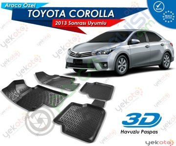 Toyota Corolla 2013 Sonrası Uyumlu Araca Özel 3D Havuzlu Paspas