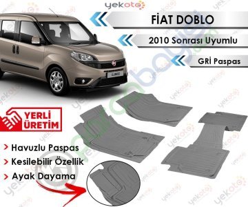 Fiat Doblo 2010 Sonrası Uyumlu Havuzlu Kesilebilir Gri Paspas