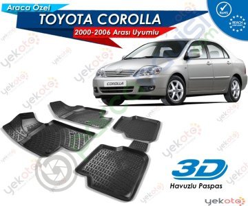 Toyota Corolla 2000-2006 Arası Uyumlu Araca Özel 3D Havuzlu Paspas