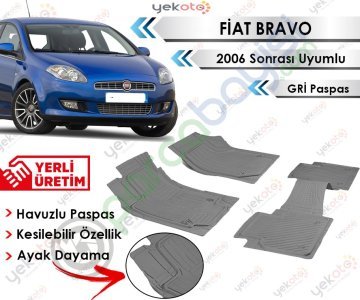 Fiat Bravo 2006 Sonrası Uyumlu Havuzlu Kesilebilir Gri Paspas