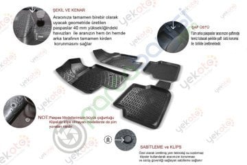 Skoda Yeti Uyumlu Araca Özel 3D Havuzlu Paspas