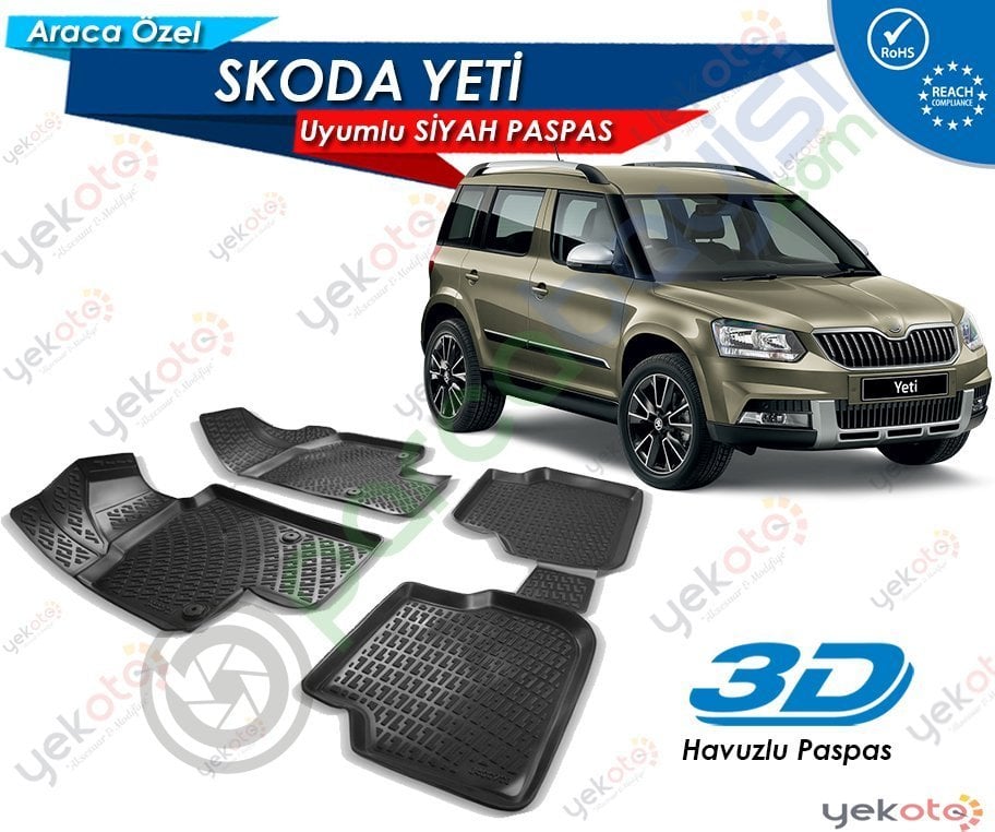 Skoda Yeti Uyumlu Araca Özel 3D Havuzlu Paspas