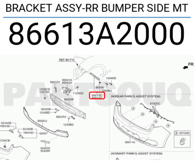 Kia Ceed Arka Tampon Sol Braketi Orjinal | 86613A2000