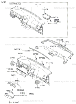 Cerato Torpido Panelı Gri Orjinal | 847102F050Gw