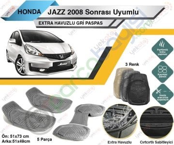 Honda Jazz 2008 Sonrası Uyumlu Extra Havuzlu Kesilebilir Gri Paspas