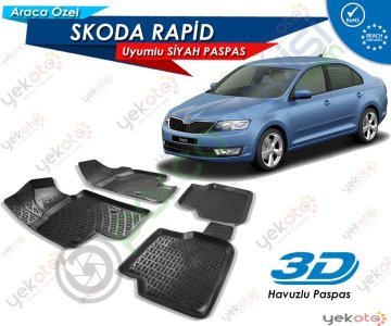 Skoda Rapid Uyumlu Araca Özel 3D Havuzlu Paspas