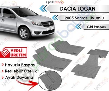 Dacia Logan 2005 Sonrası Uyumlu Havuzlu Kesilebilir Gri Paspas