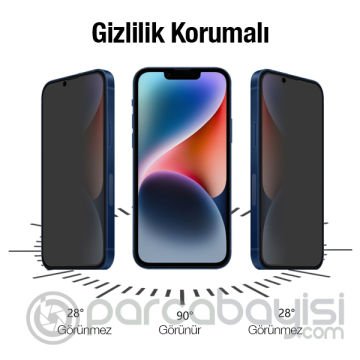 ALLY İPhone 14 6.1 3D Full Privacy Gizlilik Cam Ekran Koruyucu Anti-Spy