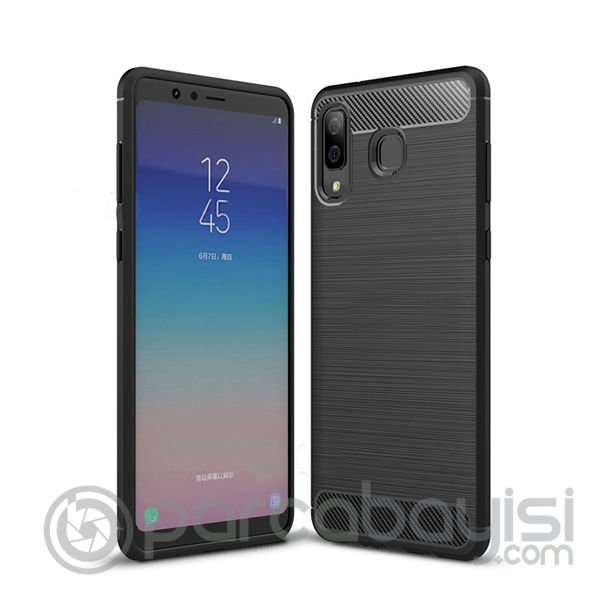 Galaxy A8 Star, A9 Star Dark Ultra Koruma Karbon Fiber Doku Silikon Kılıf