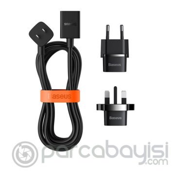 BASEUS PowerCombo Mini Power Strip 1AC, 1,0 m Güç Kablosu -EU + UK Fiş Adaptörleri Dahil
