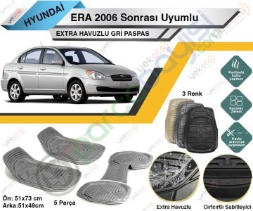 Hyundai Era 2006 Sonrası Uyumlu Extra Havuzlu Kesilebilir Gri Paspas