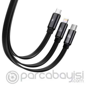 Baseus Traction Series 100W 3in1 Type-C to Type-C + Lightning+ Micro Ultra Hızlı Şarj Kablosu 1.7mt