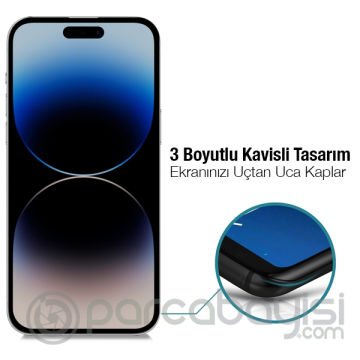 ALLY İPhone 14 Pro Max 3D Full Privacy Gizlilik Cam Ekran Koruyucu Anti-Spy