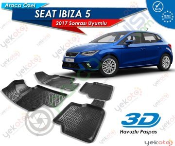 Seat İbiza 5 2017 Sonrası Uyumlu Araca Özel 3D Havuzlu Paspas