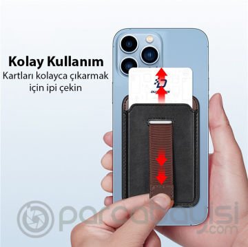 Dux Ducis İPhone 14-13-12ler için PU Deri Cüzdan Magsafe Kartlık Cüzdan Kılıf