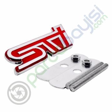 Sti Ön Panjur 3D Logo Metal Sticker Kırmızı