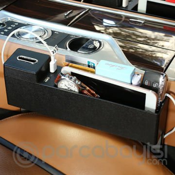 Araç Çift Usb Girişli Şarj  Koltuk Yanı Saklama Alanı Çanta Kumbaralı
