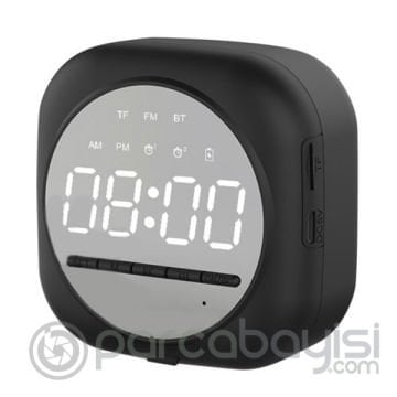 ALLY Q12 Bluetooth Hoparlör FM Radyo Dijital Masa Saati Alarm Uyandırma