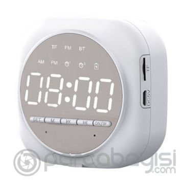 ALLY Q12 Bluetooth Hoparlör FM Radyo Dijital Masa Saati Alarm Uyandırma