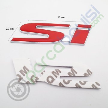Si Metal 3D Logo Amblem Sticker Kırmızı
