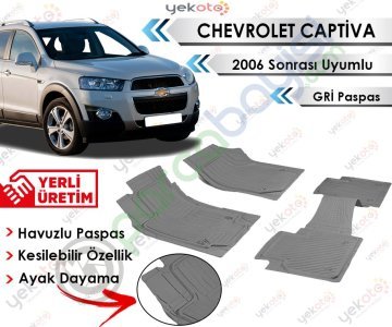 Chevrolet Captiva 2006 Sonrası Uyumlu Havuzlu Kesilebilir Gri Paspas