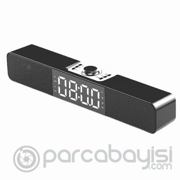 ALLY Q10 Soundbar Bilgisayar TV Altı Hoparlör Bluetooth Hoparlör FM Radyo Dijital Masa Saati