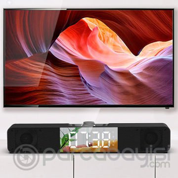 ALLY Q10 Soundbar Bilgisayar TV Altı Hoparlör Bluetooth Hoparlör FM Radyo Dijital Masa Saati