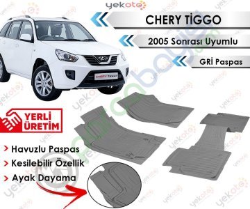 Chery Tiggo 2005 Sonrası Uyumlu Havuzlu Kesilebilir Gri Paspas