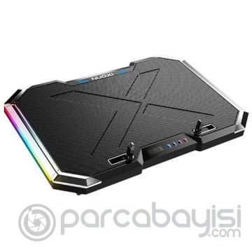 MC Q8 6 Fanlı Oyuncu Notebook Soğutucu  Stand Yükseklik Ayarlanabilir Led Işıklı