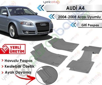 Audi A4 2004-2008 Arası Uyumlu Havuzlu Kesilebilir Gri Paspas