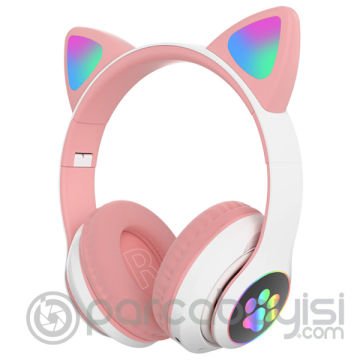 ALLY 23M Kedi Kulak Kulaküstü Bluetooth 5.0 Kablosuz Kulaklık Led Işıklı